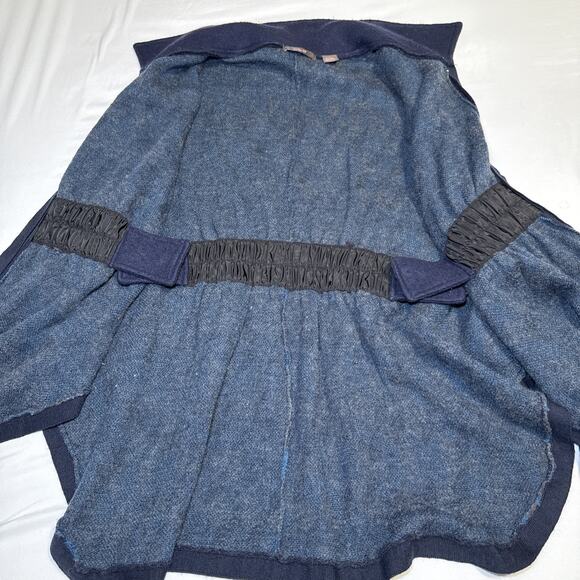 Heather B Poncho Womens Lg Wool Blend Blue Gray Full Zip Knit Sweater Cape EUC - Picture 15 of 16